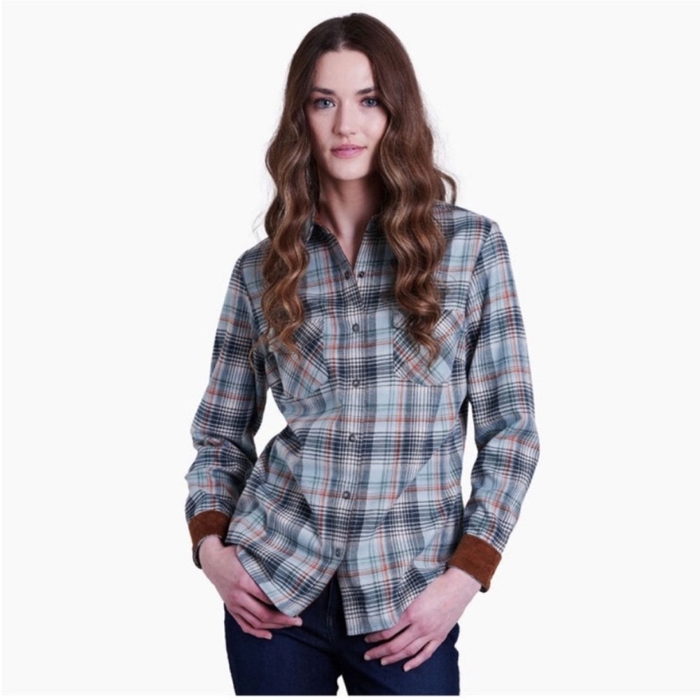 Kühl Blue and Orange Orange Plaid Button Down Shirt
